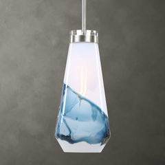 Windswept Blue/White 1 Light Mini Pendant - Ornate Home