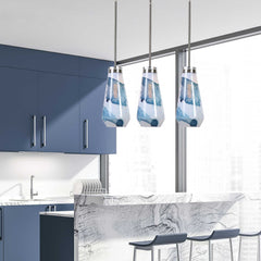 Windswept Blue/White 1 Light Mini Pendant - Ornate Home