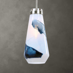 Windswept Blue/White 1 Light Mini Pendant - Ornate Home