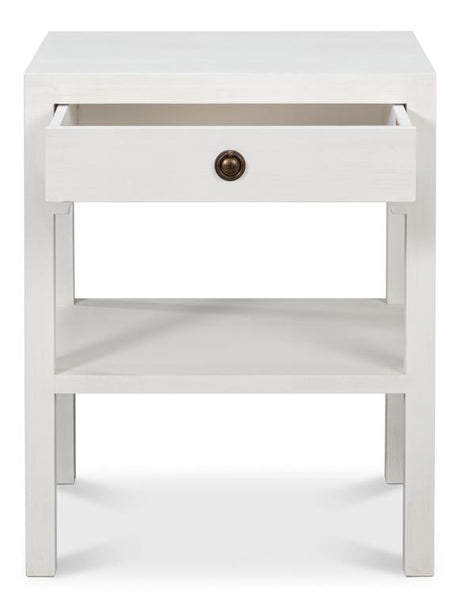 Windy White Single Drawer Side Table - Ornate Home