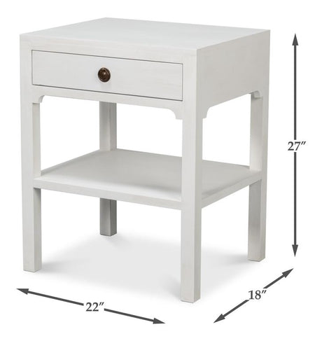 Windy White Single Drawer Side Table - Ornate Home