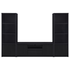 Winfield Black 3-piece Entertainment Center 60-inch TV Stand - Ornate Home