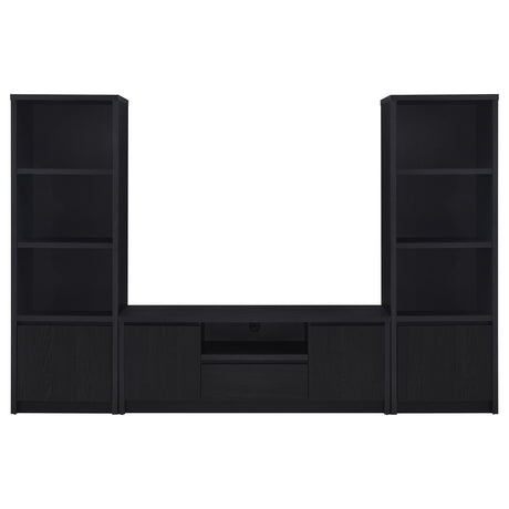 Winfield Black 3-piece Entertainment Center 60-inch TV Stand - Ornate Home