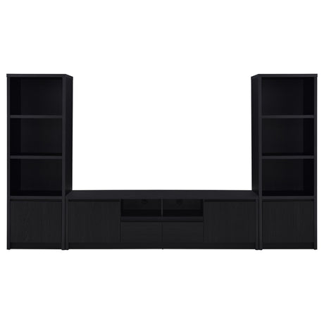 Winfield Black 3-piece Entertainment Center 78-inch TV Stand - Ornate Home