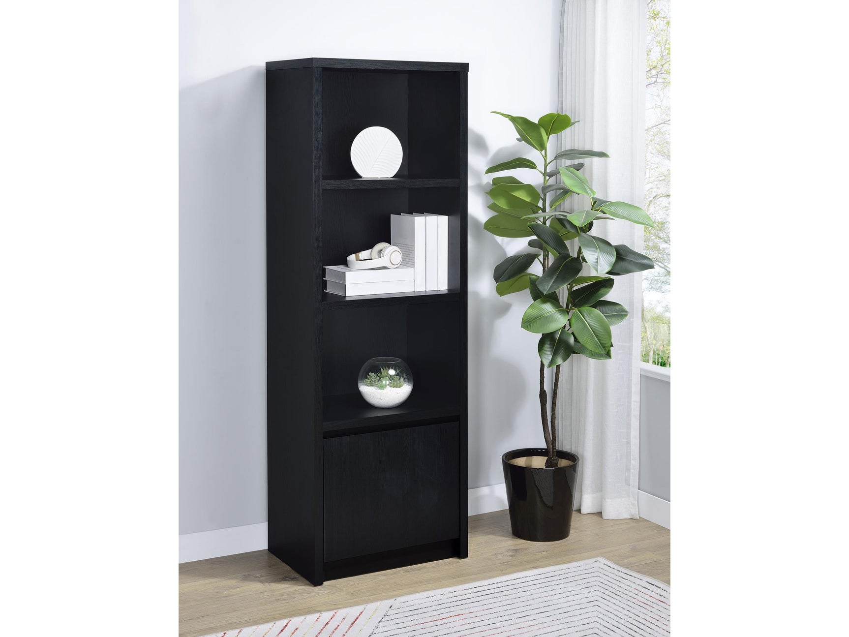 Winfield Black 3-shelf Media Tower Entertainment Pier - Ornate Home