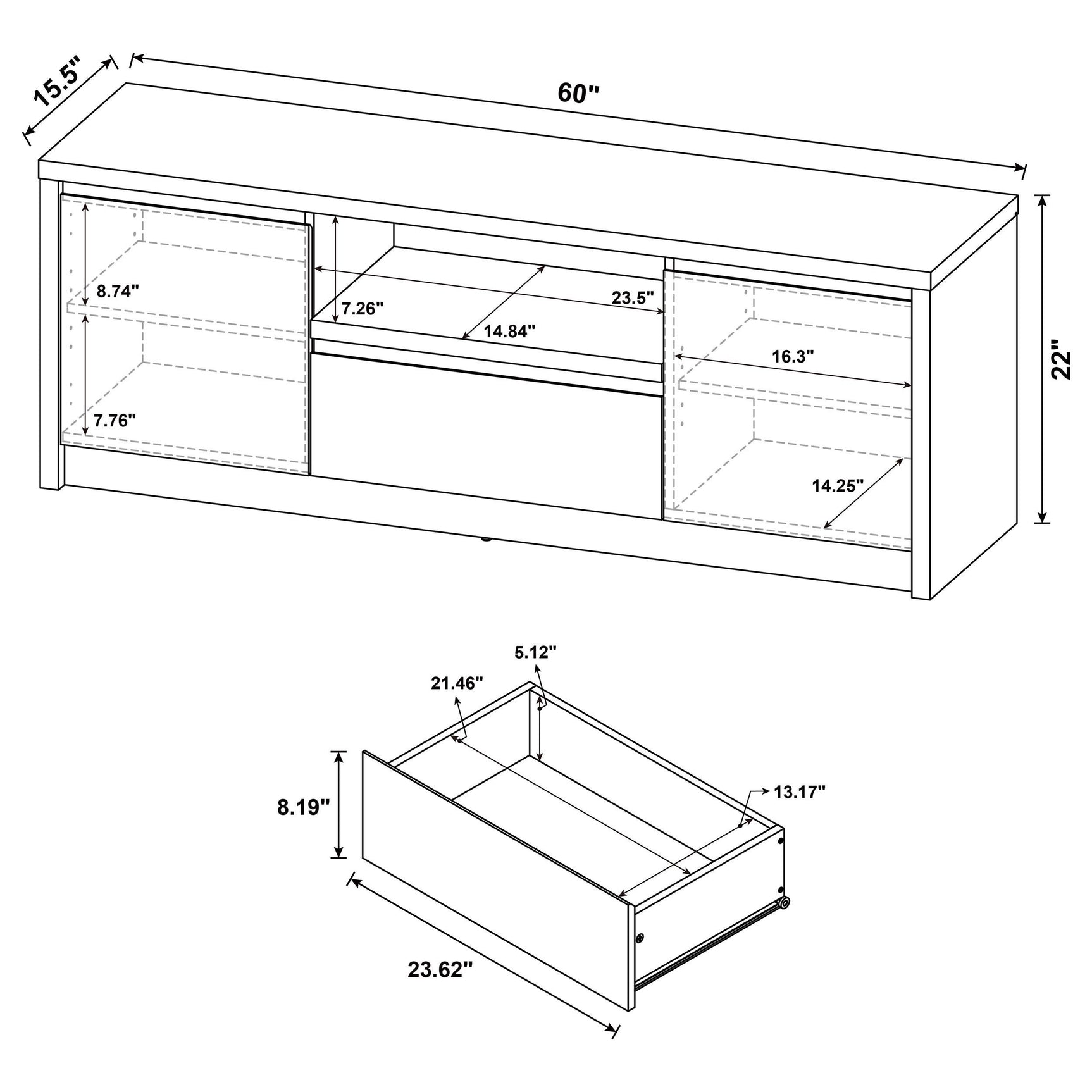 Winfield Black 60-inch 2-door TV Stand Media Console - Ornate Home