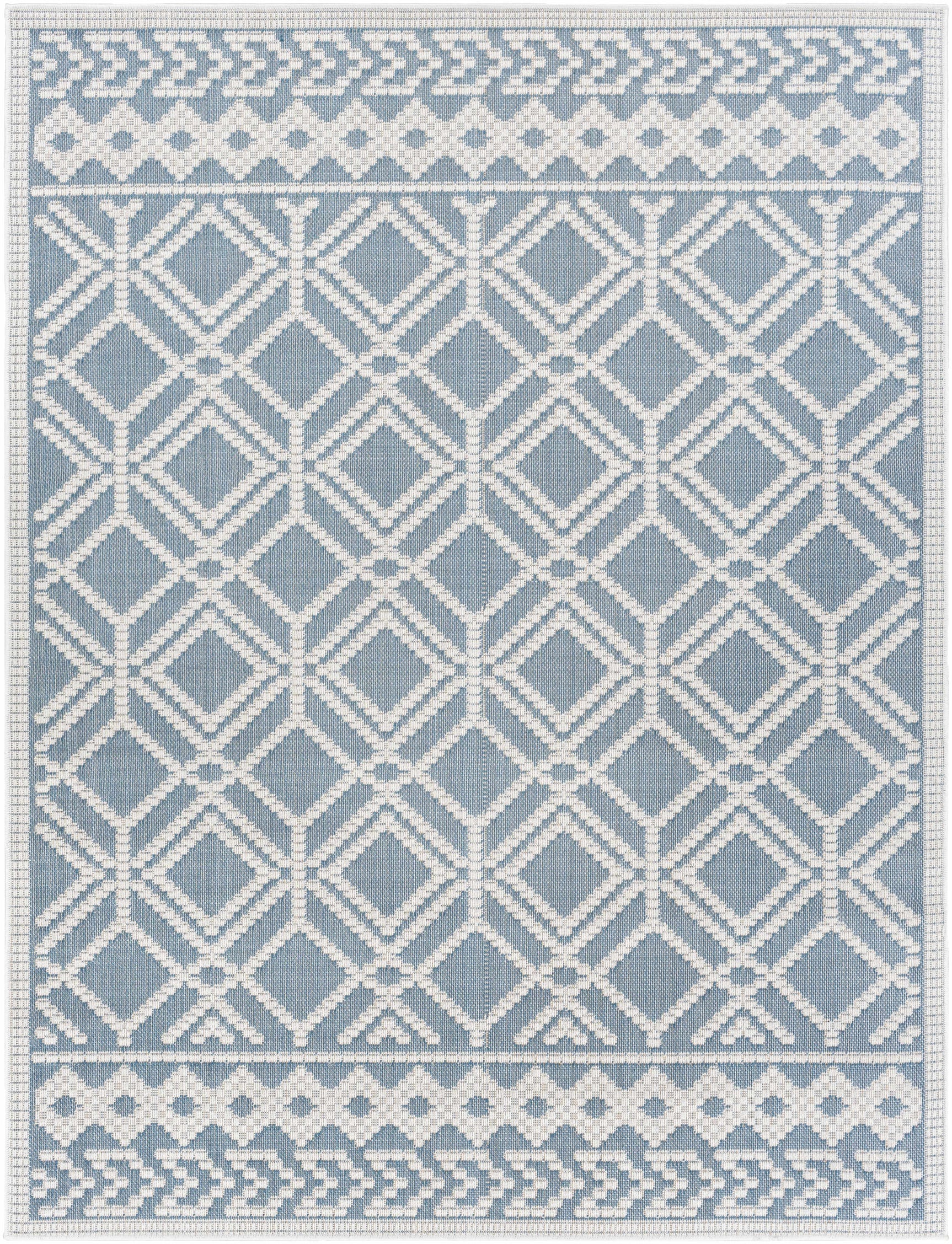 Wingina 8x10 Ice Blue Trellis Outdoor Rug - Clearance - Ornate Home