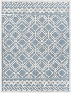Wingina 8x10 Ice Blue Trellis Outdoor Rug - Clearance - Ornate Home