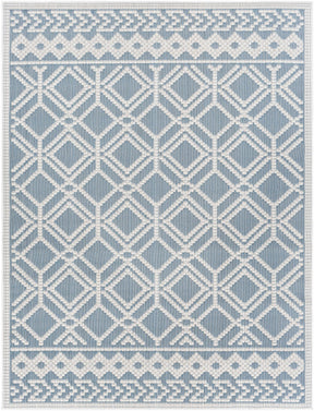 Wingina 8x10 Ice Blue Trellis Outdoor Rug - Clearance - Ornate Home