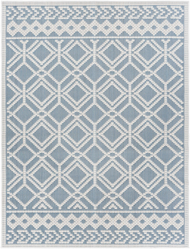 Wingina 8x10 Ice Blue Trellis Outdoor Rug - Clearance - Ornate Home
