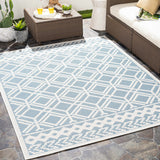 Wingina 8x10 Ice Blue Trellis Outdoor Rug - Clearance - Ornate Home