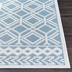 Wingina 8x10 Ice Blue Trellis Outdoor Rug - Clearance - Ornate Home