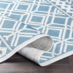 Wingina 8x10 Ice Blue Trellis Outdoor Rug - Clearance - Ornate Home