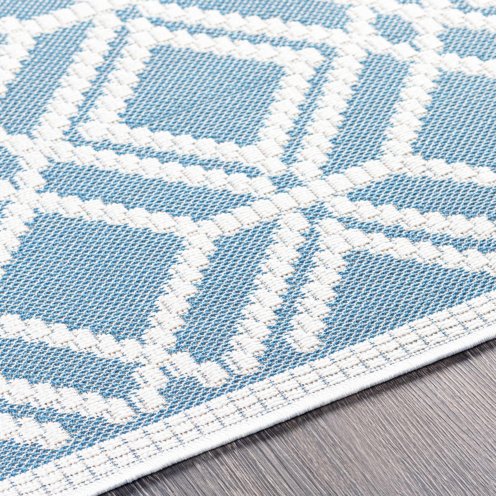 Wingina 8x10 Ice Blue Trellis Outdoor Rug - Clearance - Ornate Home