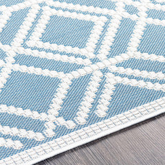 Wingina 8x10 Ice Blue Trellis Outdoor Rug - Clearance - Ornate Home