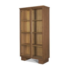 Winsford Brown Two-Tone Oak Display Cabinet with Glass Doors - Ornate Home