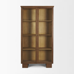 Winsford Brown Two-Tone Oak Display Cabinet with Glass Doors - Ornate Home