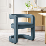Winslow Cadet Blue Barrel Performance Velvet Dining Chair - Ornate Home