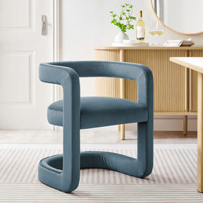 Winslow Cadet Blue Barrel Performance Velvet Dining Chair - Ornate Home
