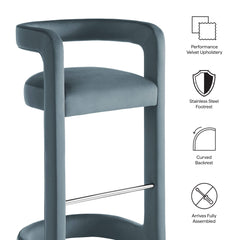 Winslow Cadet Blue Performance Velvet Bar Stool (Set of 2) - Ornate Home