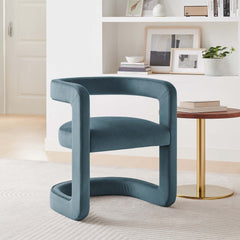Winslow Cadet Blue Performance Velvet Barrel Accent Chair - Ornate Home