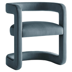 Winslow Cadet Blue Performance Velvet Barrel Accent Chair - Ornate Home