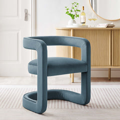 Winslow Cadet Blue Performance Velvet Barrel Accent Chair - Ornate Home