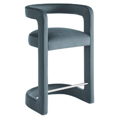 Winslow Cadet Blue Performance Velvet Counter Stool - Ornate Home