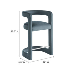 Winslow Cadet Blue Performance Velvet Counter Stool - Ornate Home