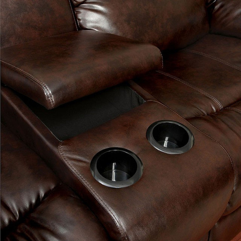 Winslow Dark Brown Loveseat w/ Center Console - Ornate Home
