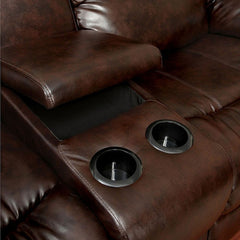 Winslow Dark Brown Loveseat w/ Center Console - Ornate Home