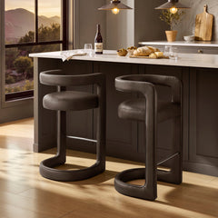 Winslow Espresso Premium Vegan Leather Bar Stool (Set of 2) - Ornate Home