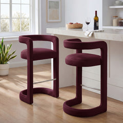 Winslow Mulberry Performance Velvet Bar Stool (Set of 2) - Ornate Home