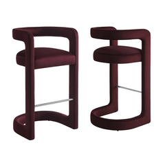 Winslow Mulberry Performance Velvet Bar Stool (Set of 2) - Ornate Home
