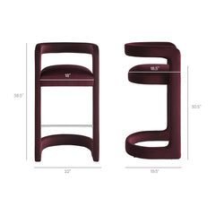 Winslow Mulberry Performance Velvet Bar Stool (Set of 2) - Ornate Home