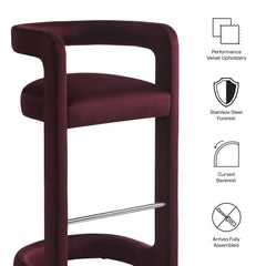 Winslow Mulberry Performance Velvet Bar Stool (Set of 2) - Ornate Home
