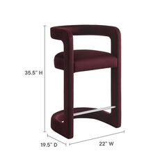 Winslow Mulberry Performance Velvet Counter Stool - Ornate Home
