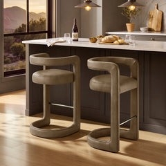 Winslow Mushroom Premium Vegan Leather Bar Stool (Set of 2) - Ornate Home