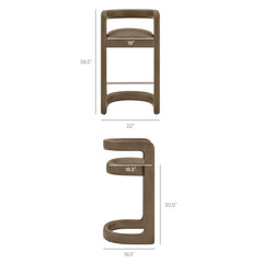 Winslow Mushroom Premium Vegan Leather Bar Stool (Set of 2) - Ornate Home