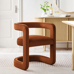 Winslow Rust Barrel Performance Velvet Dining Chair - Ornate Home