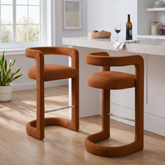 Winslow Rust Performance Velvet Bar Stool (Set of 2) - Ornate Home