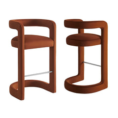 Winslow Rust Performance Velvet Bar Stool (Set of 2) - Ornate Home