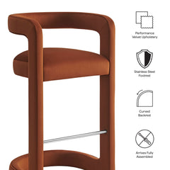 Winslow Rust Performance Velvet Bar Stool (Set of 2) - Ornate Home