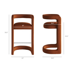 Winslow Rust Performance Velvet Bar Stool (Set of 2) - Ornate Home