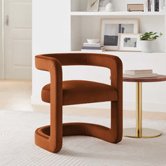 Winslow Rust Performance Velvet Barrel Accent Chair - Ornate Home