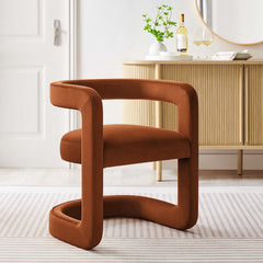 Winslow Rust Performance Velvet Barrel Accent Chair - Ornate Home