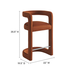 Winslow Rust Performance Velvet Counter Stool - Ornate Home