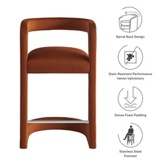 Winslow Rust Performance Velvet Counter Stool - Ornate Home