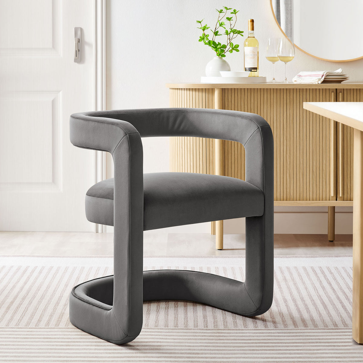 Winslow Storm Gray Barrel Performance Velvet Dining Chair - Ornate Home