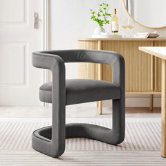Winslow Storm Gray Barrel Performance Velvet Dining Chair - Ornate Home